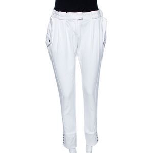 Just Cavalli White Cotton Blend Button Hem Detail Trousers M